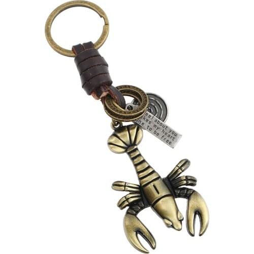 Fashion Vintage Retro Bag Car Keychain Alloy Bronze Shrimp Pendant Keyring Leather Holder Lobster Key Chain Accessories Jewelry