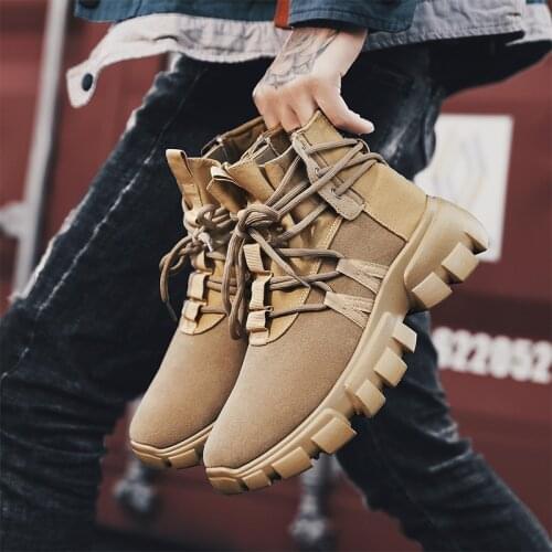 2020 Mens Casual Boots Outdoor Sneakers Martin Ankle Boots Zapatillas Hombre High Quality PU Leather Men Shoes Chaussure Homme