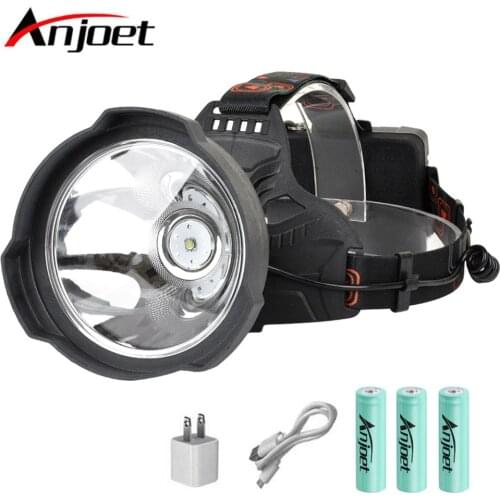 Anjoet headlamp Headlight USB Rechargeable Super Bright LED torch light Hardhat Light,Hard Hat Head Lamp Powerful use 18650