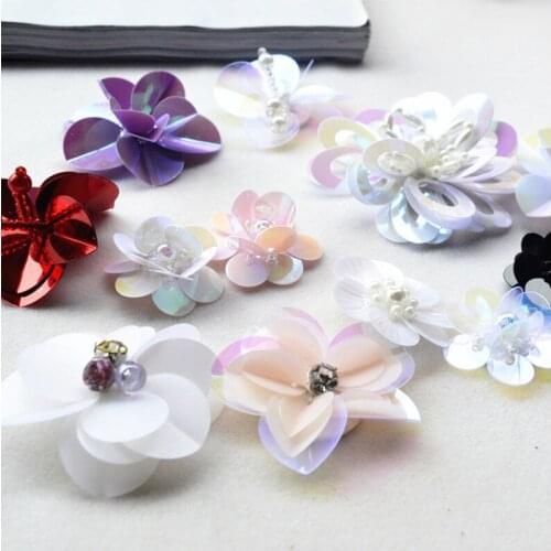 Handmade Patches glass/resin,crystal rhinestones clothing applique beaded sequins flowers hand sew or glue flower patches