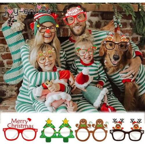 9pcsChristmas Decoration Child Adult Glasses Santa Claus Snowman Paper Glasses Party Photo Props Navidad Xmas Gift New Year 2021