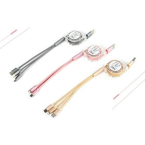 Wholesale 3 in 1 Multi-purpose telescopic data line TYPE-C mobile phone charging cable