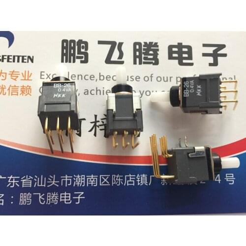 Original new 100% BB-26AH sealed small waterproof button switch horizontal 6pin bend foot locking self locking key