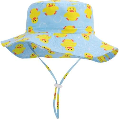 Bucket Hat Girl Boy Summer Sun Beach Panama Breathable WIde Brim String UV Protection Duck Outdoor Accessory For Kids Holiday