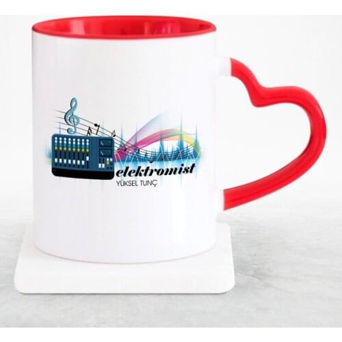 Personalized Professional Elektromist Red Heart Mug Cup