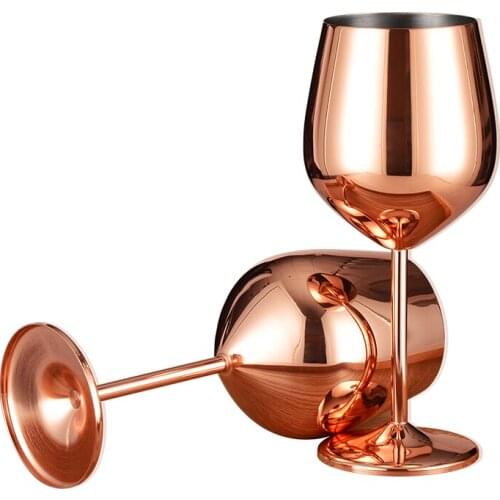 Goblet Champagne Cup 260ml Stainless Steel Wine Glass Cocktail Glass Creative Copper Plating Red Wine Cup For Party Bar Tools