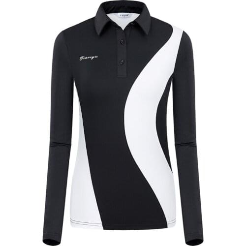 Spring Summer Golf Clothing Womens Long-Sleeved T-shirt Sunscreen Quick-Drying Matching Color Ladies Sports Tennis Golf Tops