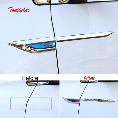 Tonlinker Exterior Front Door Beside Cover Stickers for Toyota Corolla 2014-19 Car Styling 4 PCS Stainless steel Cover stickers