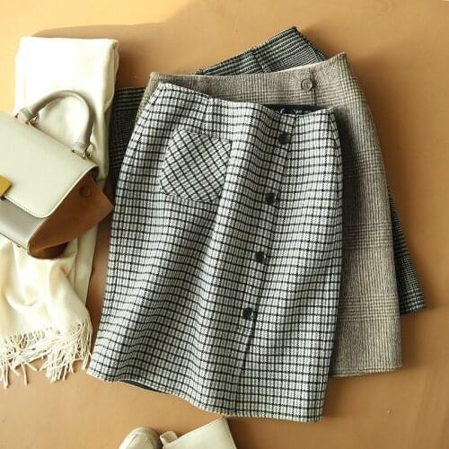 Plaid Woolen Skirttemperament Hip Split Ends Thin Skirt Autumn And Winter 2021 New Womens Fashion