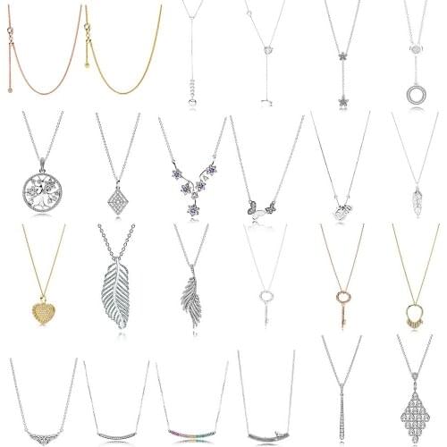 New 100% 925 Sterling Silver Heart-Shaped Flower Butterfly Phoenix Feathers Necklace For Women Original Fashion Jewelry Gift