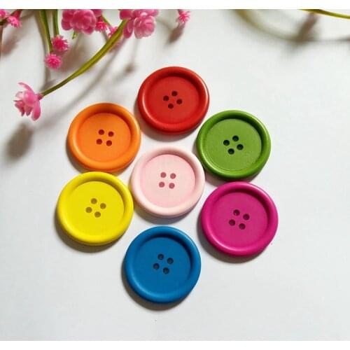 10pcs/lot 40mm 4 Holes Big wooden buttons garment accessories Sewing Buttons for crafts Scrapbooking decorative buttons