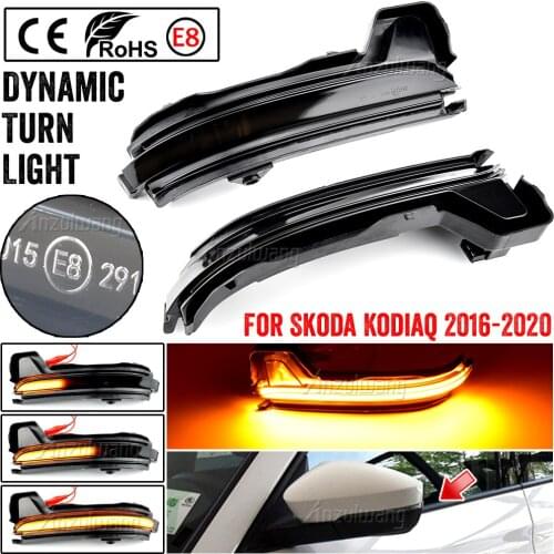 2Pcs Dynamic LED side mirror blinker Arrow Flowing Smoke lens Turn Signal Lamp For Skoda Kodiaq 2016- Karoq 2017 2018 2019 2020