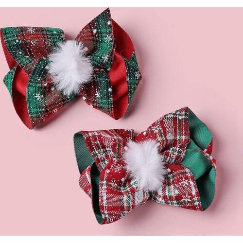 2pcs Christmas Hair Bow Clips Hair Swallowtail Bows For Girl Kids Boutique Bow Clips for WomenHeadband Hair Accessories BB039