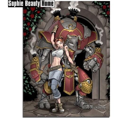 5D Diy Diamond Painting Cartoon Robot Cross Stitch Pattern Girl Full Diamond Embroidery Diamond Mosaic Needlework Decor 188147