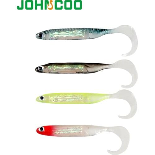 JOHNCOO 6pcs 7cm 2.6g Wobbler Fishing Lure Rainbow Shiner Bait Grub Tail Soft Silicon Artificial Realistic Fishing Accessories
