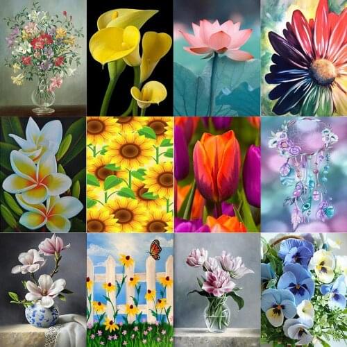 5D DIY Full Drill Diamond Painting Rubiks Cube Diamond Anti-Oxidation Non-Fading Flowers Embroidery Craft Kit Bedroom Wall Art