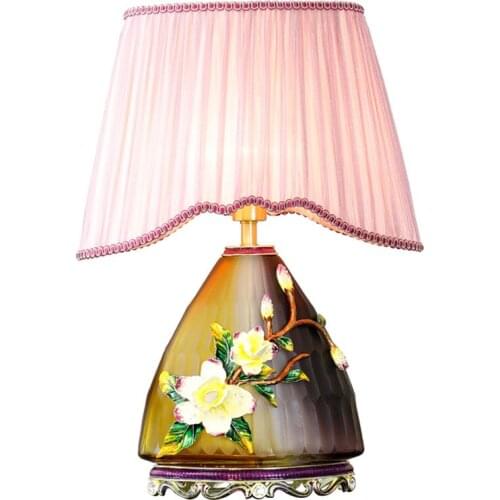 American retro creative enamel living room decoration table lamp romantic warm luxury high-end villa bedroom bedside lamp