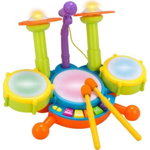 Drum Set Kid Musical Toys Musical Instruments Toddler Toys Piano Kids Drum Sets With Drum Sticks Microphone Educational Toys