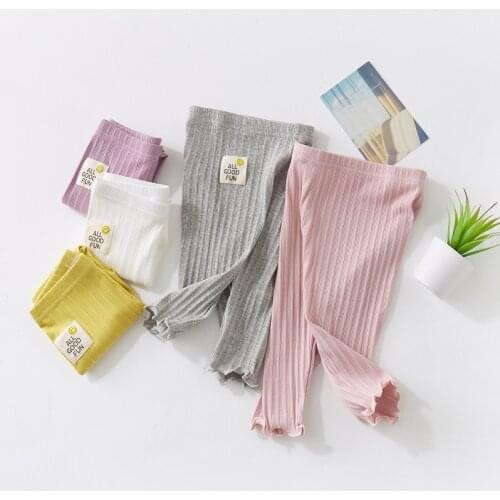 Pants For Girls Leggings Baby Cropped Trousers Solid Color Teenager Skinny Leggings Breathable Kids Clothing 2021 Summer
