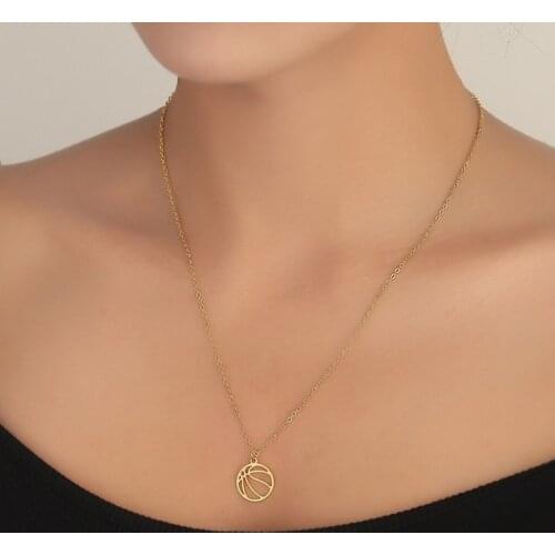 Basketball Pendant Stainless Steel Chain Sports Necklace Hip-hop Jewelry Basketball Fans Gift