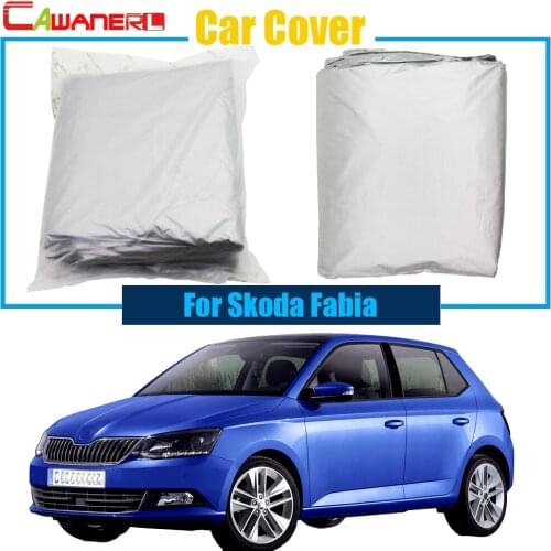 Cawanerl Car Cover Outdoor Anti-UV Rain Snow Sun Resistant Protector Sun Shade Cover For Skoda Rapid