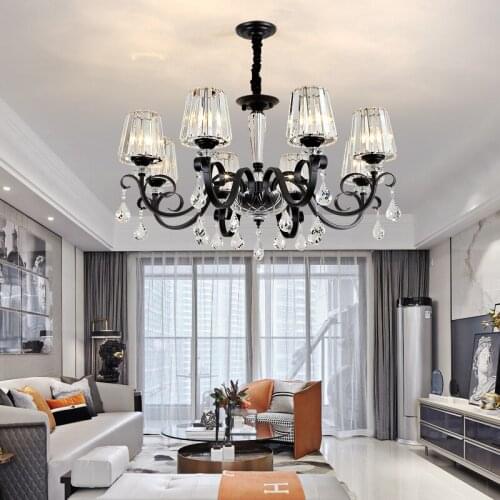 Black Crystal Lamp Living Room Dining Room Chandelier Lighting Modern Simple Hanging Light Luxury Bedroom Crystal Chandeliers
