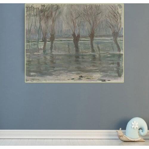 Citon Claude Monet《Flood Waters》Canvas Oil Painting landscape Famous Artwork Poster Picture Modern Wall Decor Home Decoration