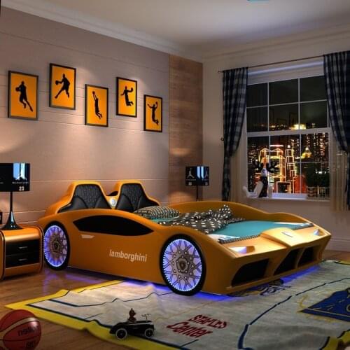 Childrens Bed Boy Single Bed 1.5 Small Bed Solid Wood Cartoon Sports Car Bed Boy Teenagers Children Furniture