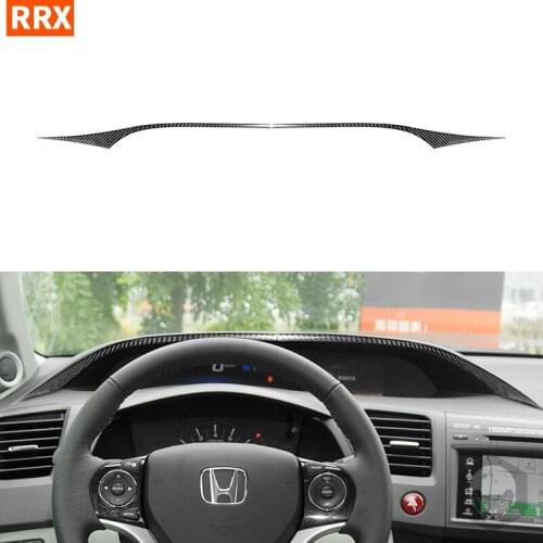 For Honda Civic 9 Coupe Sedan 2013-2015 Carbon Fiber Stickers Dashboard Display Panel Decorative Strip Car Styling Accessories