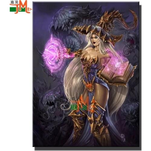 Fantasy Witch Dragon Book Diamond Painting Full Square Round Drill Diy Mosaic Diamond Embroidery Darkness Woman Wall Art Decor