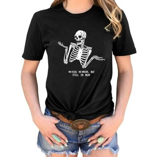 No flesh no brain but still in pain t shirt women aesthetic unisex graphic Fashion Gothic camisetas tee top tshirt Drop Shipping