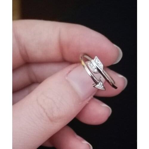 Hfarich Trendy Crystal Zircon Arrow Jewelry Rings For Women Wedding Engagement Party Shopping Ring Friend Birthday Gift Femme