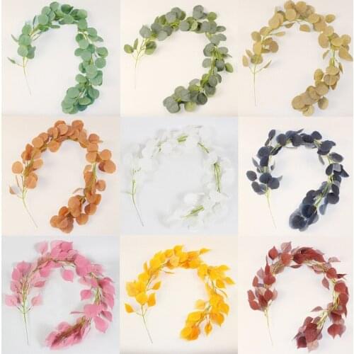 2M Artificial Green Eucalyptus Garland Leaves Fake Vines Rattan Artificial Plants For Wedding Party Wall Home Decoration