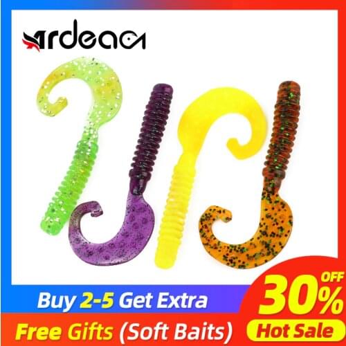 Ardea Soft Lures Silicone Bait 10pcs 73mm 3.3g Artificial Curly Rotate tail Swimbait Worm bass Wobblers Fishing Tackle