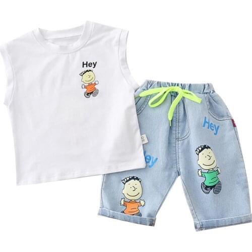 Baby suit fashion kids Boys Clothing Set Casual T-shirt Denim pants infant Suits Kids Clothes jeans boys 2pcs