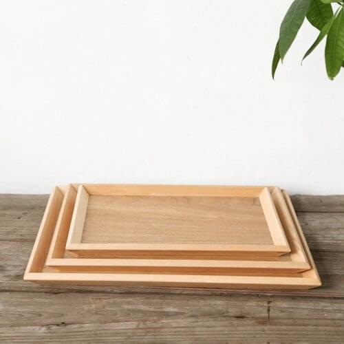Japan Style Creative Rectangular Wooden Serving Tray Kung Fu Tea Set Cutlery Tray 3 Pieces Home Storage Trays Organization