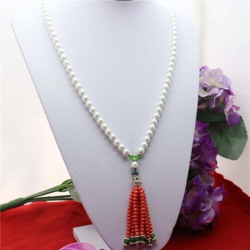 L9130 Shell pearl Necklace sweater chain,Prevalent Charming fashion Clothes&Accessories Coral Tassels Pendant jewelry Wholesale