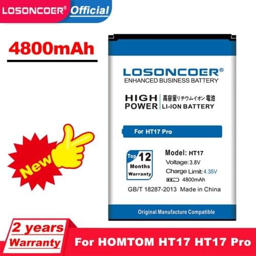 LOSONCOER 4800mAh Replecement Large Capacity for HOMTOM HT17 / HT17 Pro Battery Smartphone