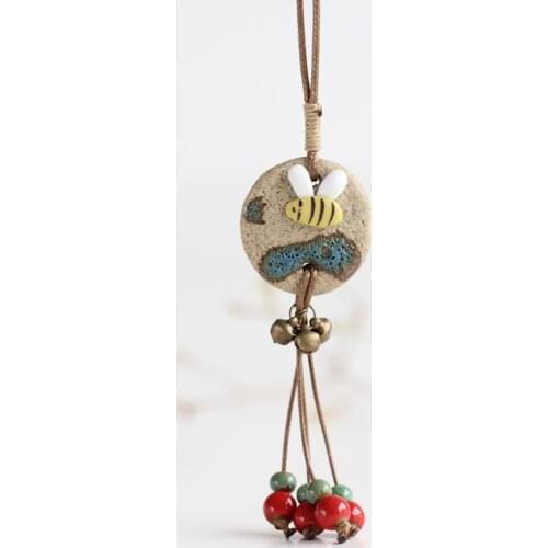 Lovely checking ceramic insects trinkets necklace sweater chain little pure and fresh and #1038