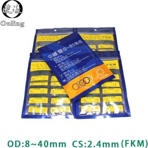 Multiple size repair kit combination Seal O-Ring thickness CS2.4mm Fluorine rubber Ring Green FKM wear resistant Oil Gaskets