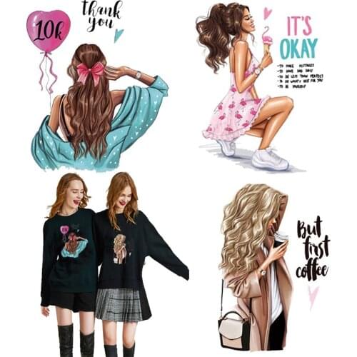 Parches termoadhesivos ironing sticker Russian girl patch vinyl transfer iron on transfer for clothes transfer patch for clothes