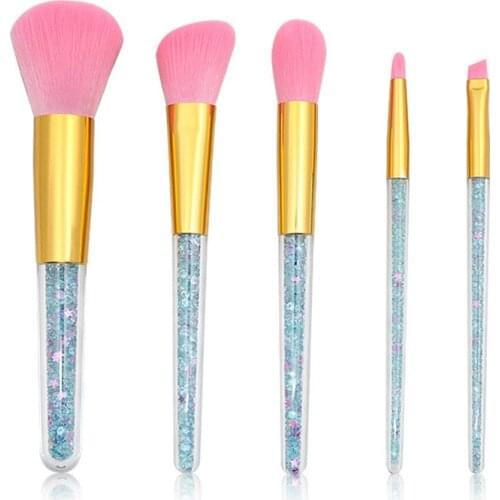 New 5pcs Blue Purple Diamond Unicorn Crystal Makeup Brushes Set Shinny Glitter Foundation Blending Brush Makeup Tool maquillaje