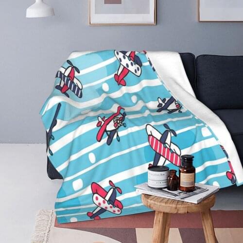 Light blue printed blanket, soft and warm flannel, throw blankets, sofa bed cover, home decoration, winter bed sheet, bed cover