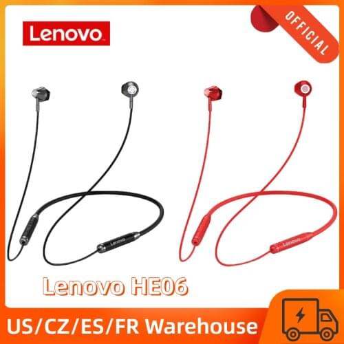 Original Lenovo HE06 Bluetooth 5.0 Wireless Earphones Magnetic Neckband Earbuds Sports Headphones Sports Waterproof Headset