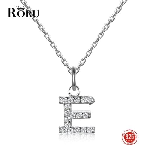 Real 925 Sterling Silver A-Z 26 Letters Pendant Necklaces For Women Chain Jewelry Shiny Cubic Zircon Lovers Confession Gifts