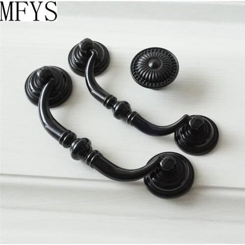 3.75" 4.1" Black Dresser Pulls Drop Bail Drawer Pull Handles Knob Retro Antique Style / Cabinet Handle Knobs / Vintage Furniture