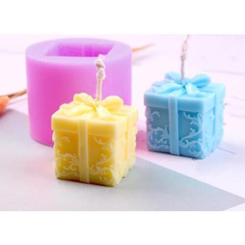 Creative DIY Gift Box Shape Silicone Fondant Cake Mold Aromatherapy Plaster Craft Mold Handmade Soap Silicone Mould Candle Mold