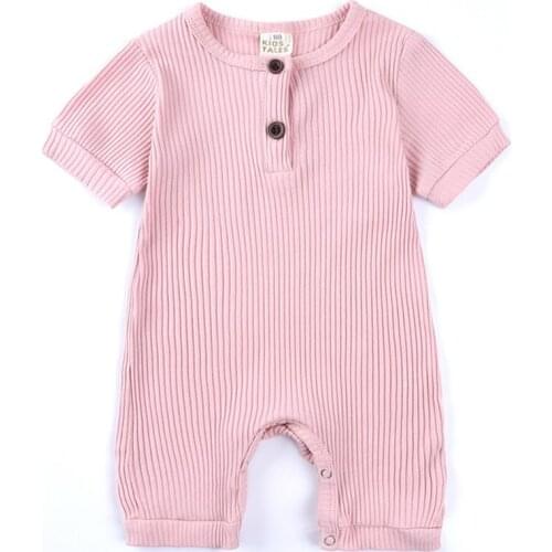 Infant Kids Boys Clothing Short Sleeve One Piece Summer Romper Pure Color Cotton Jumpsuits Unisex Girls Boys Shortalls Sleepwear