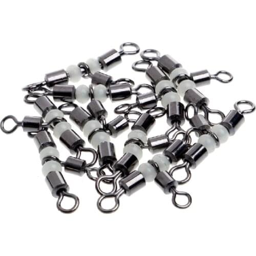 10Pcs 3 Way Triple Glow Luminous Beads Fishing Rolling Swivels Tackle Connector
