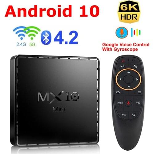 MX10 Mini Smart TV Box Android 10 4G 64GB 2.4G&5G Dual WIFI BT4.2 6K Google Voice Assistant Youtube Media Player Set top box
